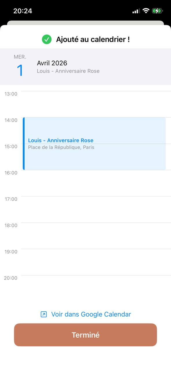 Ajout&eacute; au calendrier